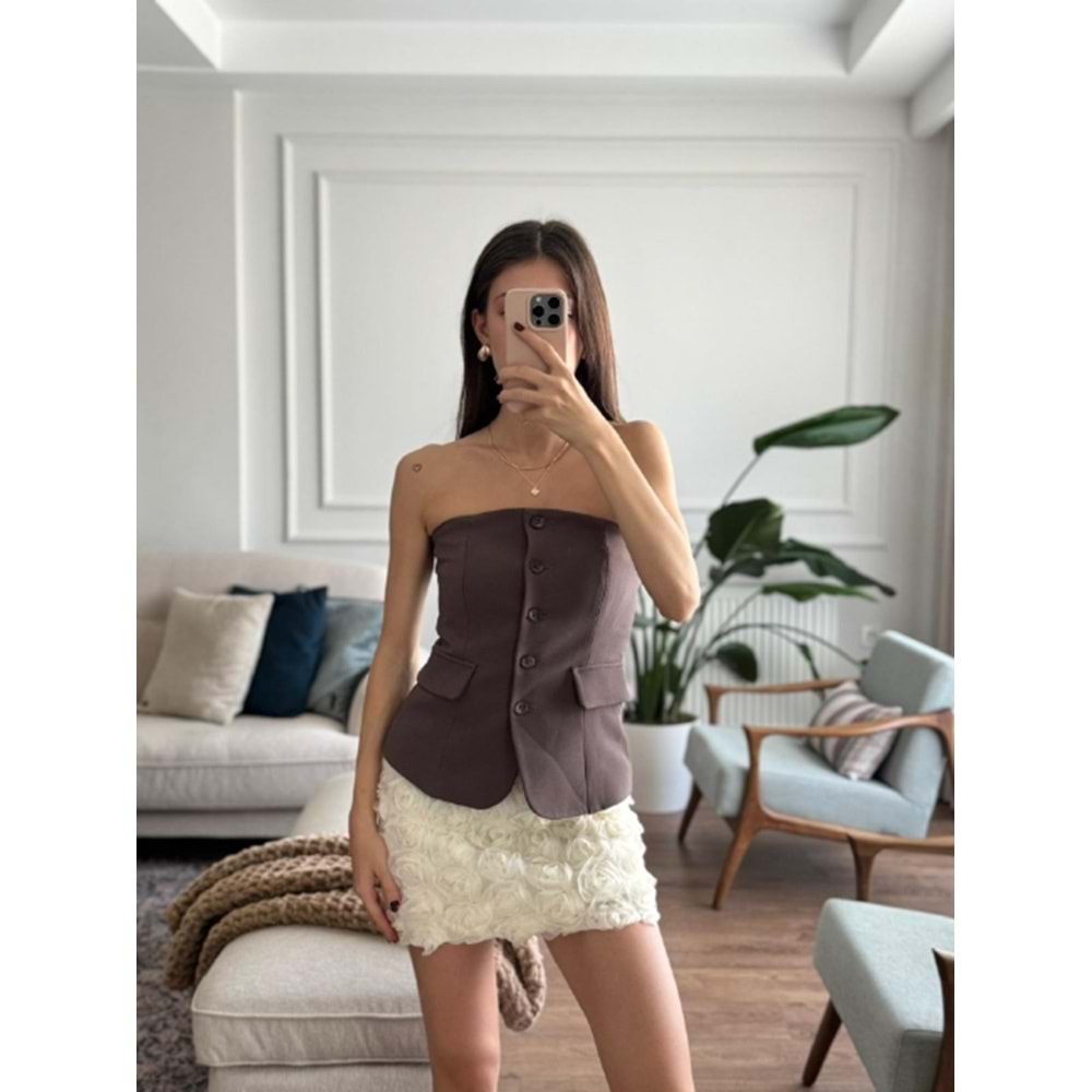 YELEK 9611 - QATRE - 25KYLK9611 - KAHVE - S