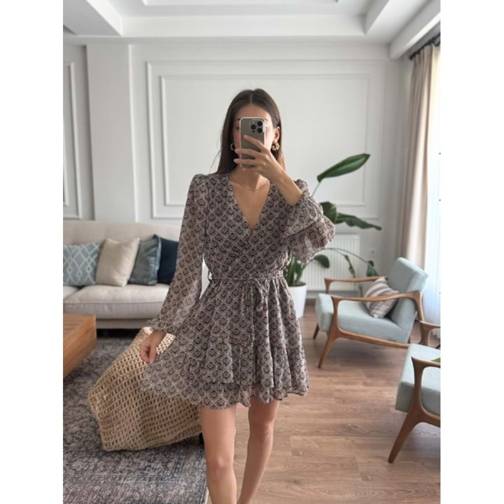 ELBİSE 0868 - QATRE - 25KEL0868 - KAHVE - L