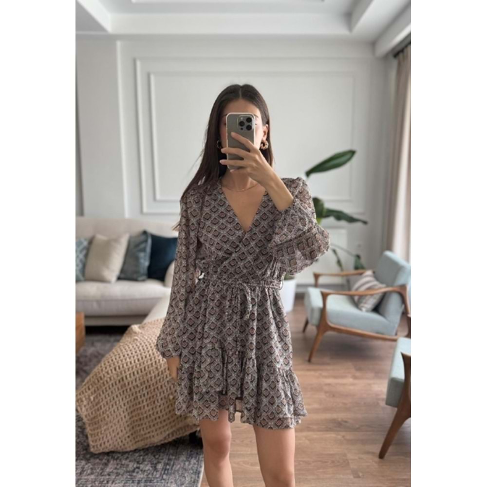 ELBİSE 0868 - QATRE - 25KEL0868 - KAHVE - L