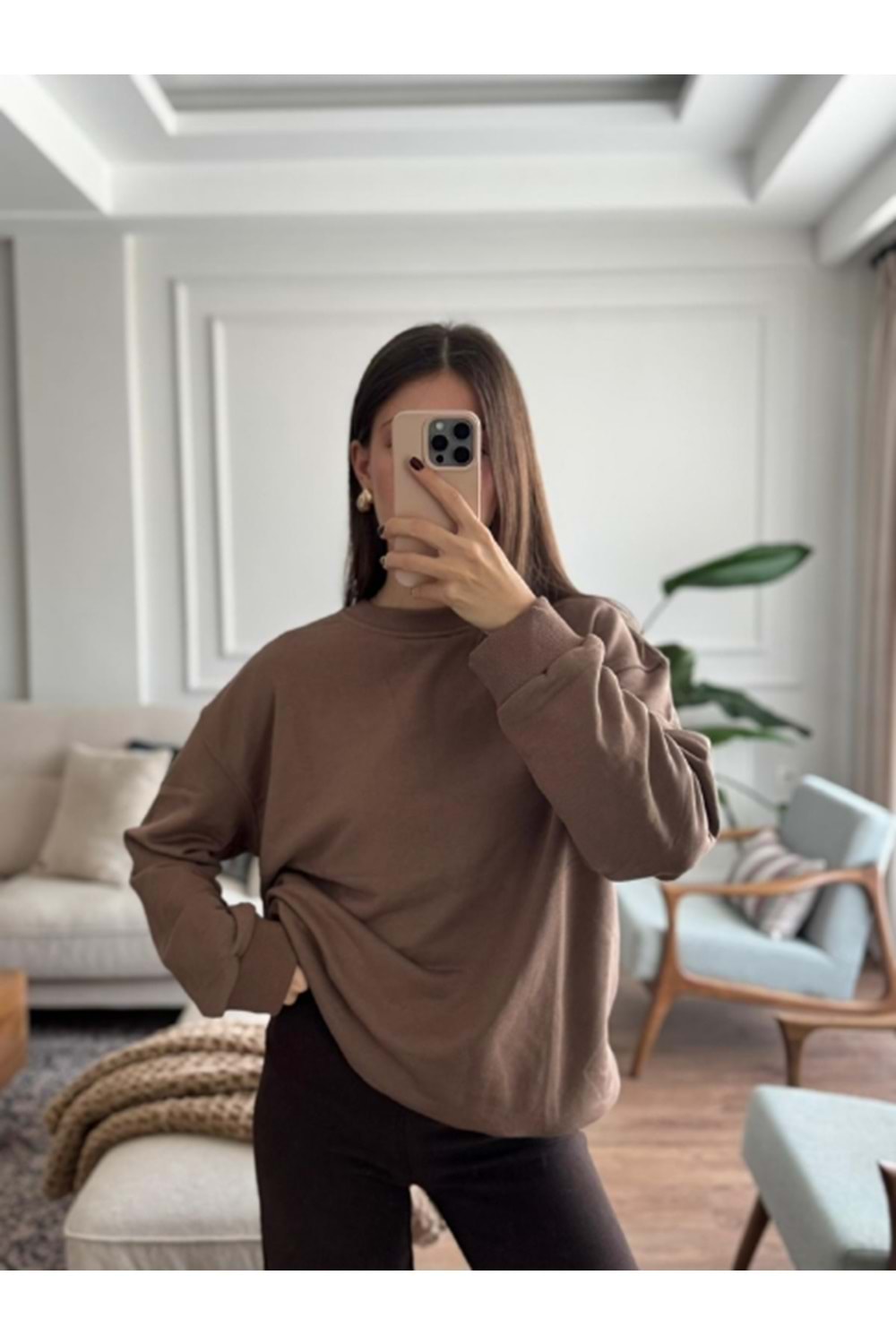 SWEATSHIRT 0802 - QATRE - 25KSW0802 - KAHVE