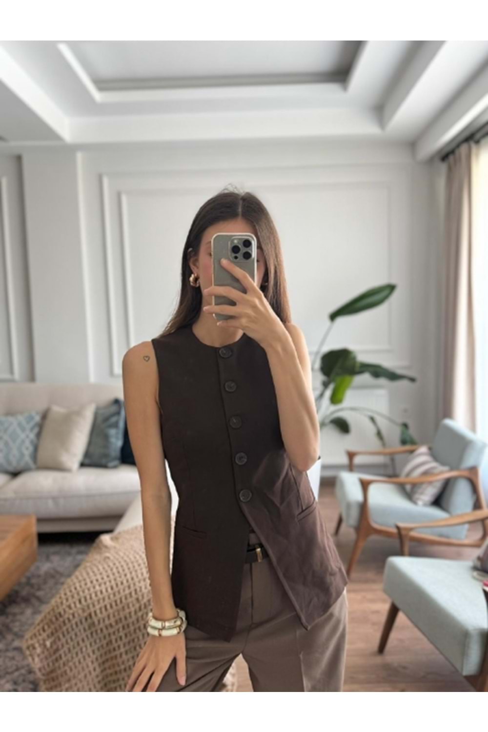 YELEK 0933 - QATRE - 25KYLK0933 - KAHVE