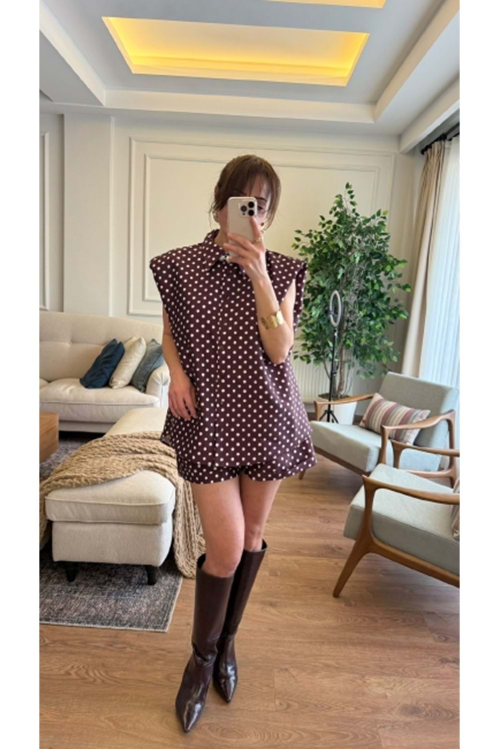 GÖMLEK 0019 - QATRE - 26YGM0019 - KAHVE