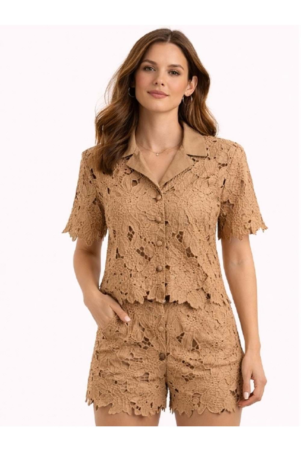 GÖMLEK 9421 - QATRE - 26YGM9421 - KAHVE