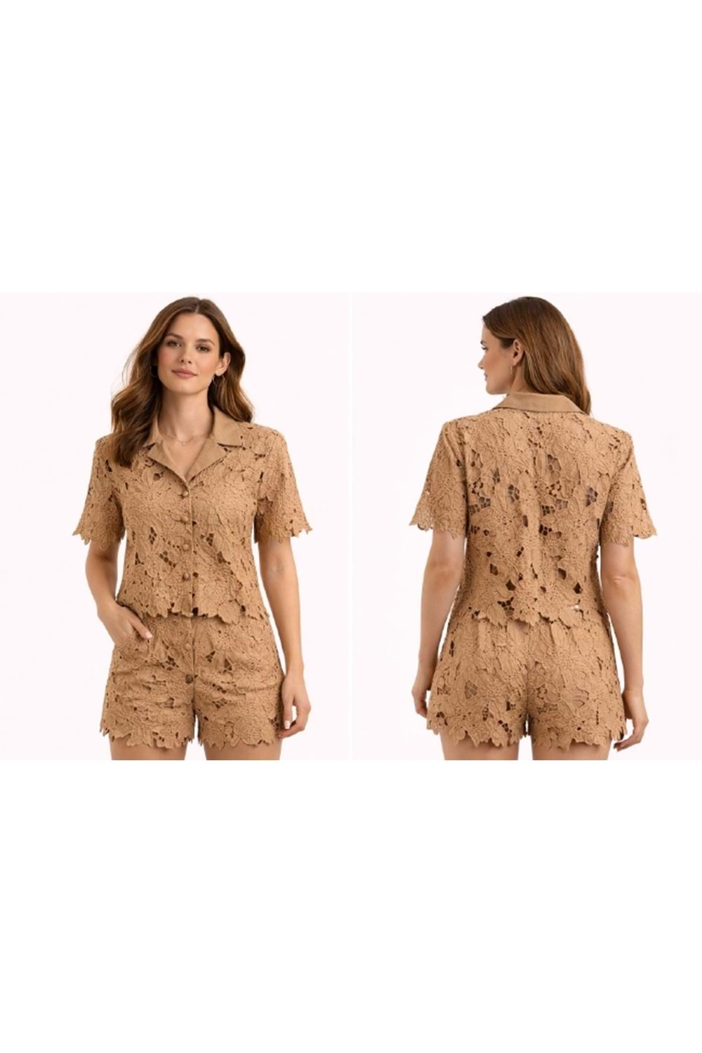 GÖMLEK 9421 - QATRE - 26YGM9421 - KAHVE