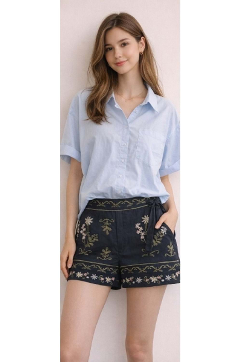 GÖMLEK 1009 - QATRE - 26YGM1009 - MAVİ