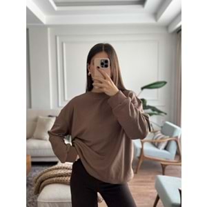 SWEATSHIRT 0802 - QATRE - 25KSW0802 - KAHVE - S