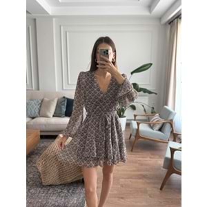 ELBİSE 0868 - QATRE - 25KEL0868 - KAHVE - L