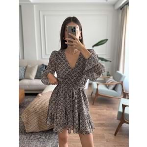 ELBİSE 0868 - QATRE - 25KEL0868 - KAHVE - L