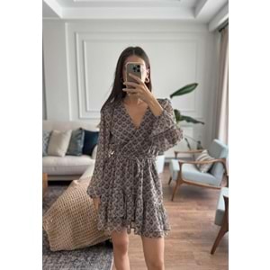 ELBİSE 0868 - QATRE - 25KEL0868 - KAHVE - L