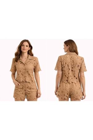 GÖMLEK 9421 - QATRE - 26YGM9421 - KAHVE