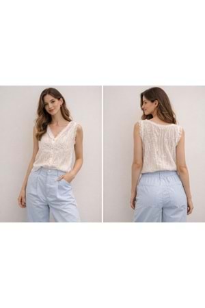 YELEK 8657 - QATRE - 26YYLK8657 - BEYAZ