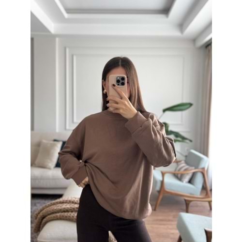 SWEATSHIRT 0802 - QATRE - 25KSW0802 - KAHVE - S
