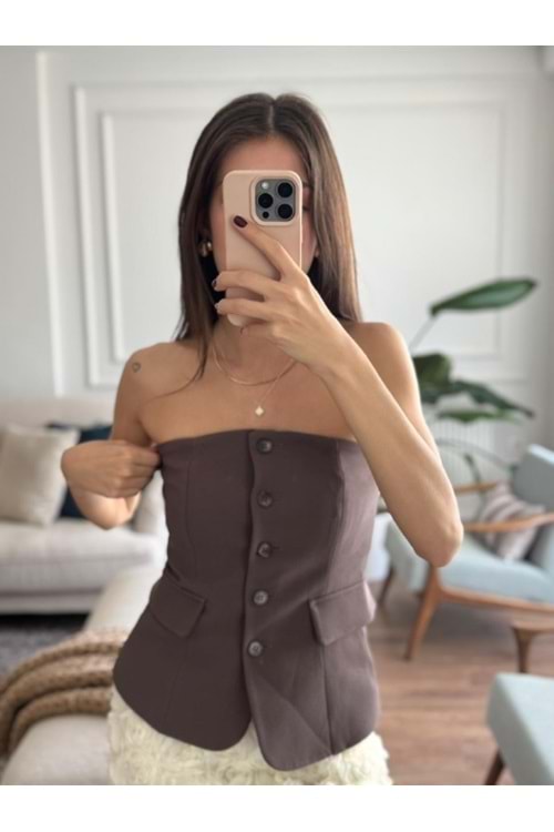 YELEK 9611 - QATRE - 25KYLK9611 - KAHVE