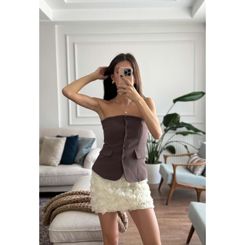 YELEK 9611 - QATRE - 25KYLK9611 - KAHVE - S