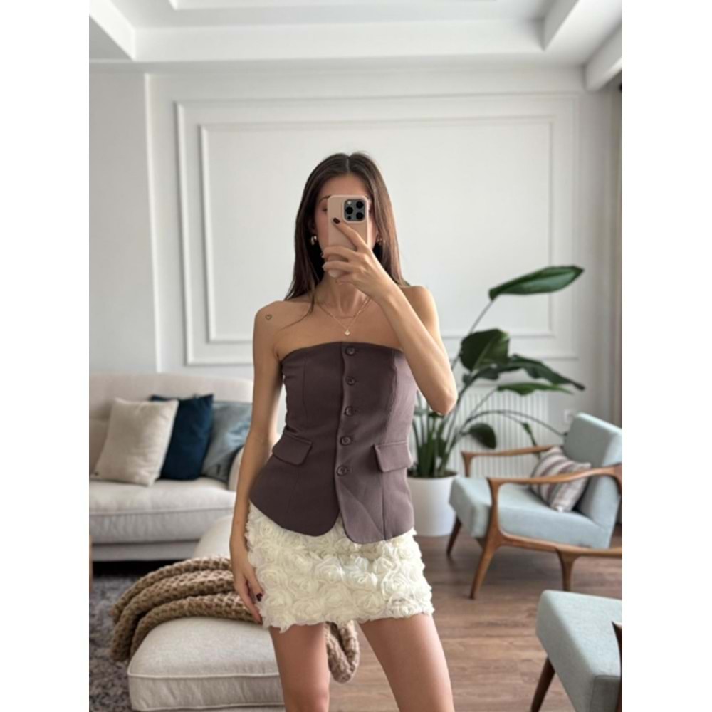 YELEK 9611 - QATRE - 25KYLK9611 - KAHVE - M